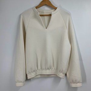 Leze The Label  Women's Athena Sweater Light Split Neck Sweatshirt Sze M